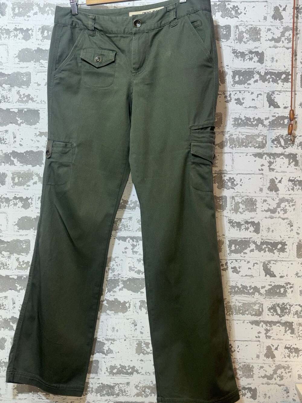 VTG Y2K DKNY Cargo Pants Olive Green Cotton Spandex Sz 10